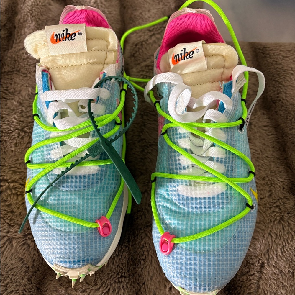 offwhite Nike unisex Sneakers in Blue and Neon Green